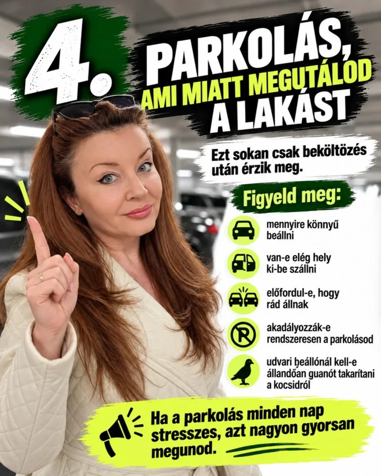 A parkolóhely megközelíthetőségének és mindennapi használhatóságának ellenőrzése