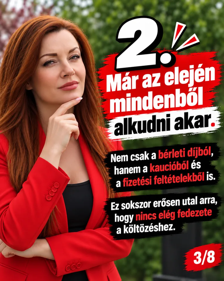 A jelentkező minden bérleti feltételből alkudni szeretne